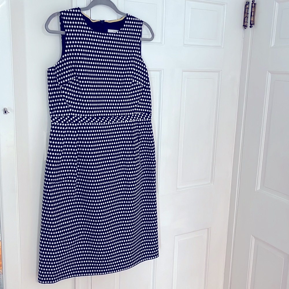 Boden navy and white pokadot dress